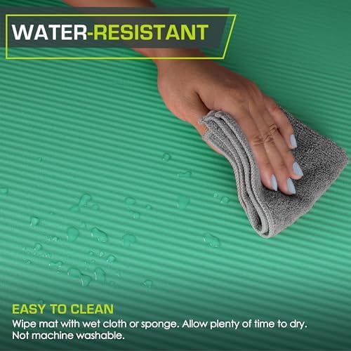 Extra Thick Yoga and Pilates Mat ½” (13mm) or 1" (25mm), 71-inch Long High Density Exercise Mat with Comfort Foam and Carrying Strap Green,1/2"