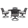 thumbnail image 2 of Stylish Outdoor 5-Piece Aluminum Dining Set with Cushion: Weather-Resistant, Classic, Durable and Comfortable Patio Furniture Set with Swivel Rockers and Round Table (Desert Night, Sand dollar), 2 of 7