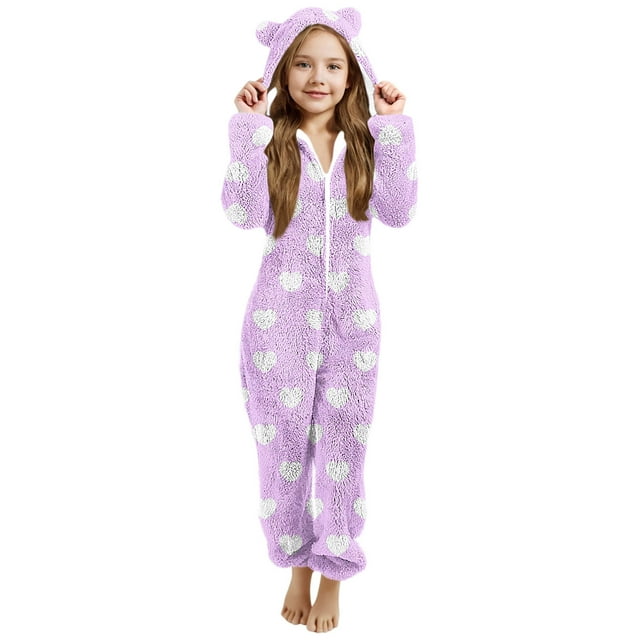 Pyjama pour Bébé Fille, Combinaison à Capuche à Manches Longues pour Chaleur Hivernale