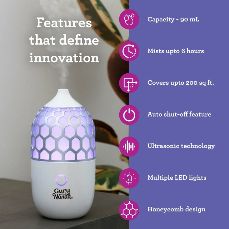  Cliganic Ceramic Aromatherapy Diffuser for Essential Oils  (White) - 7 Color Lights, Cool Mist, Auto Shut Off for Home & Office :  Electronics
