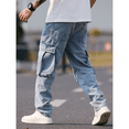 thumbnail image 4 of Mrmall Mens Regular Fit Jeans Straight Leg Casual Mid Rise Cargo Denim Jeans, 4 of 6