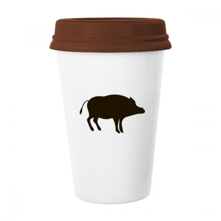 

Black Boar Cute Animal Portrayal Mug Coffee Drinking Glass Pottery Cerac Cup Lid