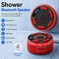 thumbnail image 3 of STARBIAO IPX7 Waterproof Shower Bluetooth Speaker, Portable Wireless Speaker with Suction Cup, Bluetooth 5.3, LED Clock, RGB Light, FM Radio, TWS Pairing, 360° Sound, Red, 3 of 11