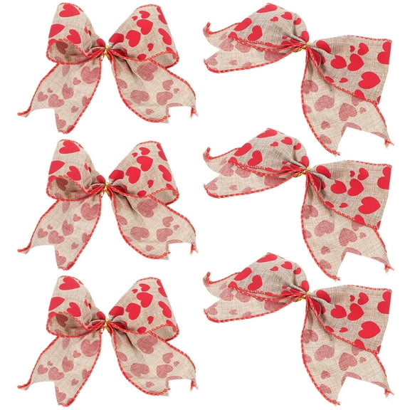 ULTNICE 6pcs Bow Shaped Adornment Valentines Day In Burlap For Decorative Item Use