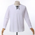 thumbnail image 2 of BLESSUME Mens Pirate Shirt Vampire Renaissance Medieval Medieval Viking Pirate Linen Top Shirt Cosplay Lace-Up Tee, 2 of 6