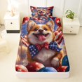 thumbnail image 3 of Homewish American Flag Dog Twin Sheets,Independence Day Bedding,Corgi Balloon Firework Decor,3-Piece,1 Fitted Sheet and 1 Pillowcase, 3 of 6