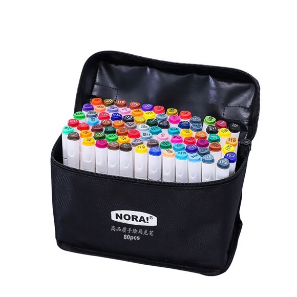 Amdohai 80 Vibrant Colors Art Markers Set Double Tip Broad Fine Point Alcohol-Based Quick Drying Marker