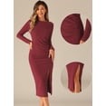 thumbnail image 2 of DARING DIVA Casual Bodycon Long Sleeve Midi Dress XS Dark Red, 2 of 6