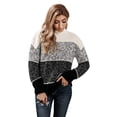 thumbnail image 3 of ABPHQTO Suéter tipo jersey de punto con bloques de color negro para mujer, 3 of 5