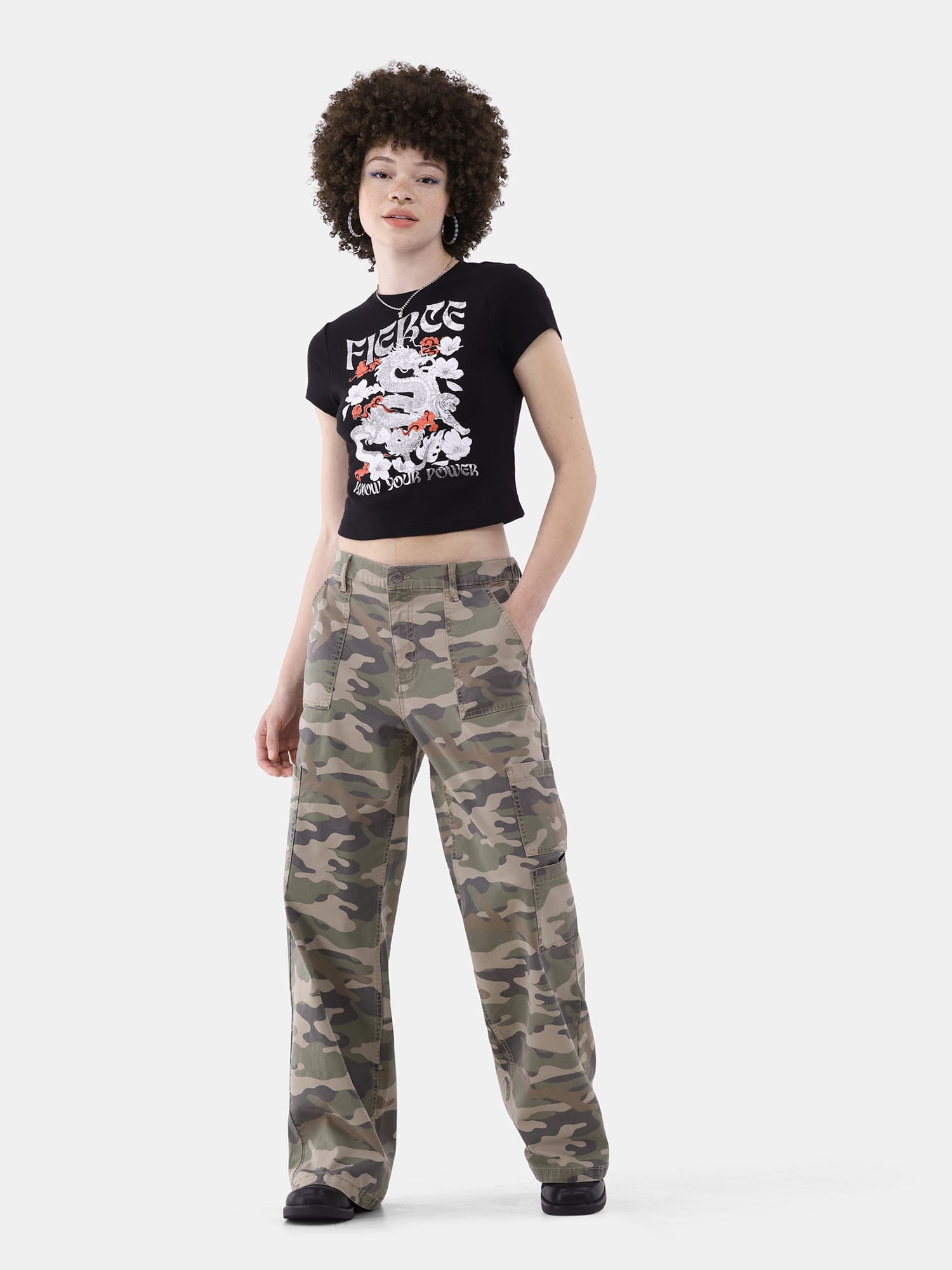 No Boundaries Wide Leg Cargo Pants, 31.5'' Inseam, Women's No Boundaries Wide Leg Cargo Pants, 31.5'' Inseam, Women's