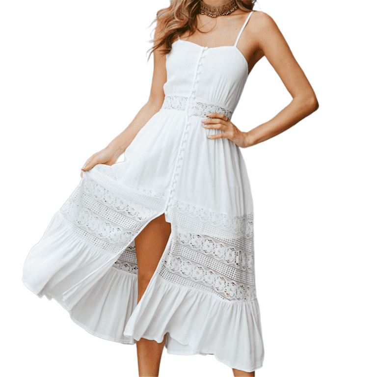 TIMIFIS Summer Dresses for Women Sexy V Neck Formal Dresses Casual Backless  Long Dresses Fashion White Dresses Loose : : Clothing, Shoes 