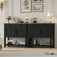 thumbnail image 2 of Homfa Farmhouse Console Table with 2 drawers & 2 door cabinet, Sofa Table Entryway Table with Storage Shelf for living room, Hallway, Black, 2 of 7