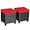 Mix Brown + Red, variant on GHooa 2 Pieces Outdoor Patio Ottoman, All Weather Rattan Wicker Ottoman Seat, Patio Rattan Furniture, Outdoor Footstool Footrest Seat w/Removable Cushions