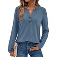 thumbnail image 5 of FUNING Women's Long Sleeve Shirts 2025 Fall Henley Dressy Casual Tops Trendy Blouses Cute T-Shirts Outfits Clothes, 5 of 6