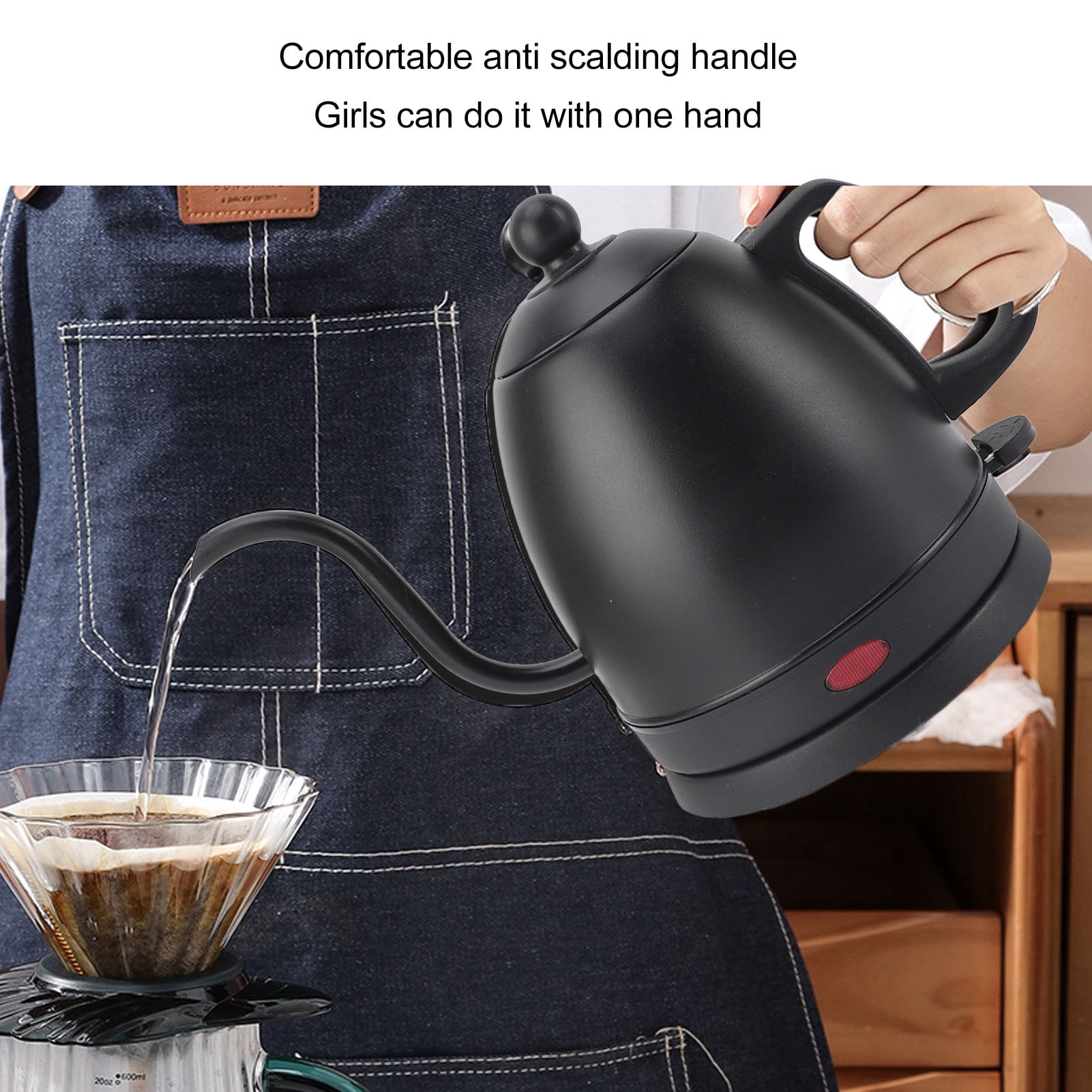 BIMZUC Gooseneck Electric Kettle 800ml / 27.1 oz, 1000W Fast Heating Tea Coffee Pot, 304 Stainless Steel Water Boiler with Auto Shut-Off and Boil-Dry Protection