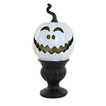 Transpac Pedestal Pumpkin - One Lighted Figurine 10.75 Inch, Polyresin - Th00585