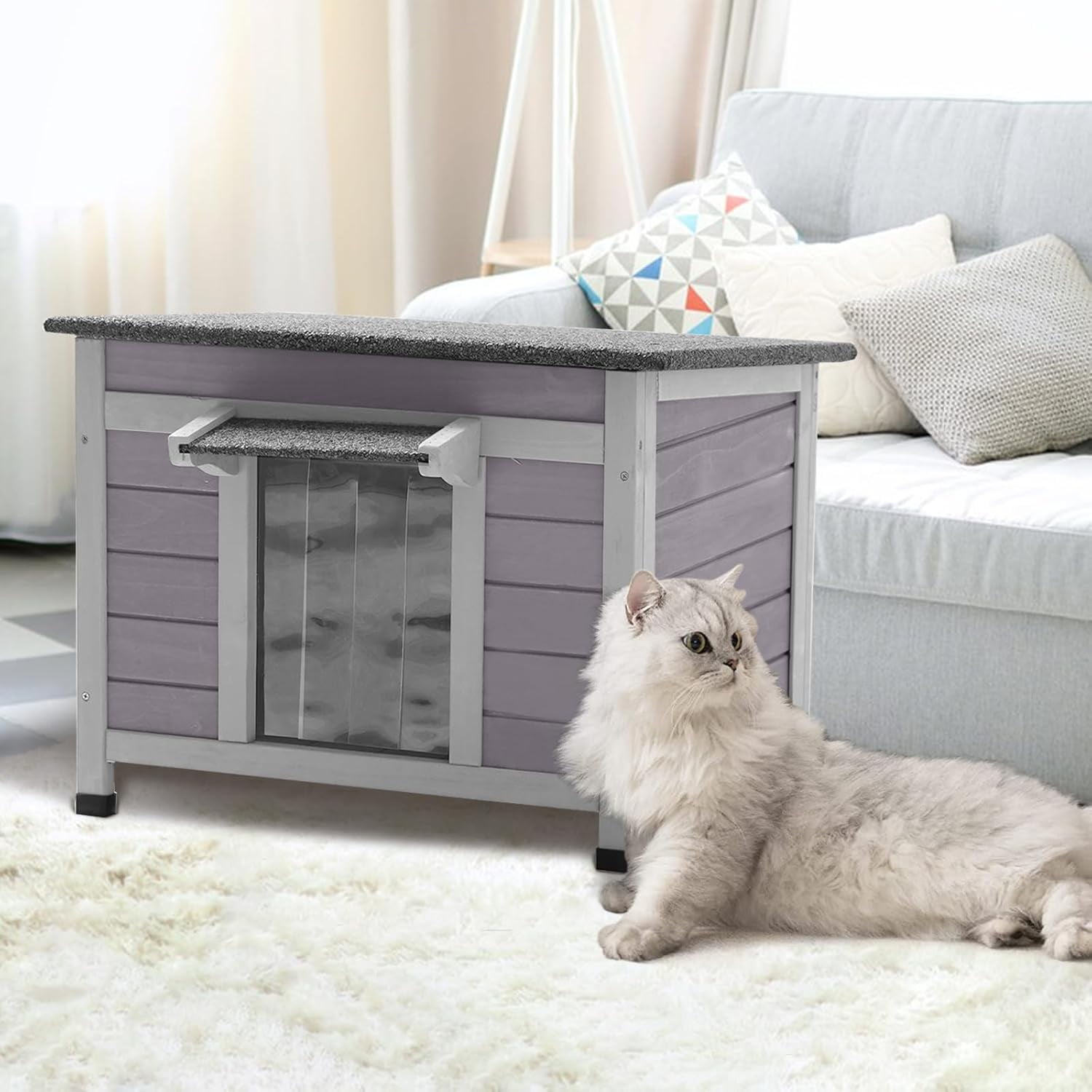Aivituvin Outdoor Cat House Feral Cat Enclosure, Small Pet House Rainproof Cat House