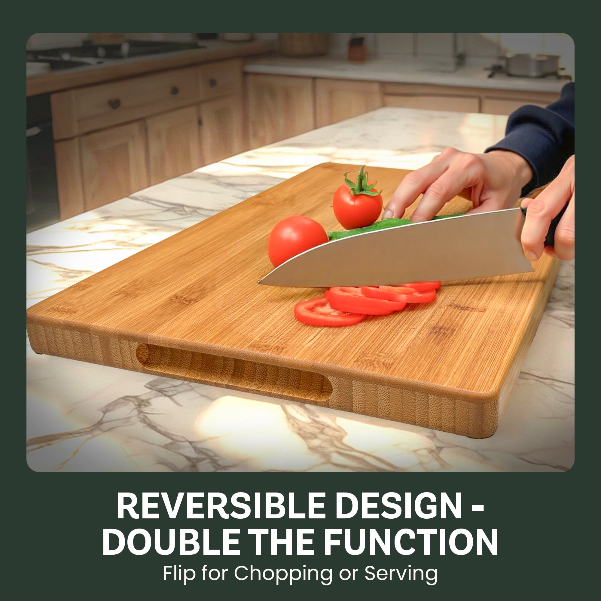 Bambüsi Bamboo Cutting Board - 17" x 11" Large Wood Chopping Board