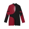 thumbnail image 4 of inhzoy Kids Girls Rhinestone Long Sleeve Gymnastics Leotard Ballet Dance Bodysuit Burgundy 16, 4 of 5