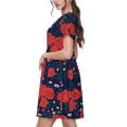 thumbnail image 2 of Disketp Rose Flower para Vestido de Manga Corta para Mujeres, Vestidos de Verano para Mujeres, Casual y Holgado para la Playa, 2 of 6