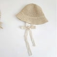 thumbnail image 4 of Tigivemen Lace Straw Sun Hat for Baby Girl Summer Bucket Hat Outdoor Beach Sunhats Adjustable Wide Brim Cap Beige Size 1-3 Years, 4 of 5