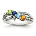 thumbnail image 2 of Sterling Silver Antiqued w/14k 4-stone w/Diamond Mother's Ring Semi-Mount Q-QMR39/4-7, 2 of 5