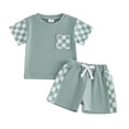 thumbnail image 4 of Ymyiu Boy Summer Clothes Toddler Baby Boy Summer Clothes Short Sleeve T-Shirt Elastic Waist Shorts Set 2 Piece Outfit 6-12 Months (Green,6-12 Months), 4 of 4