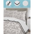 thumbnail image 4 of Farmhouse Flower King Size Down Alternative Comforter, Lightweight Comforter Quilt Bedding Set with Pillow Shams Botanical Vintage Grey Leaf Plant All Seasons Bed Comforter Duvet Insert 96"x106", 4 of 7