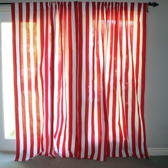 Cotton Curtain Stripe Print 58 Inch Wide /2 Inch Stripe Red and White