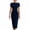Blue, variant on AHTJRT Women's Summer Dresses Boat Neck Short Sleeve Sheath Business Bodycon Midi Dress Elegant Wrap Office Cocktail Ball Gowns Blue XXL