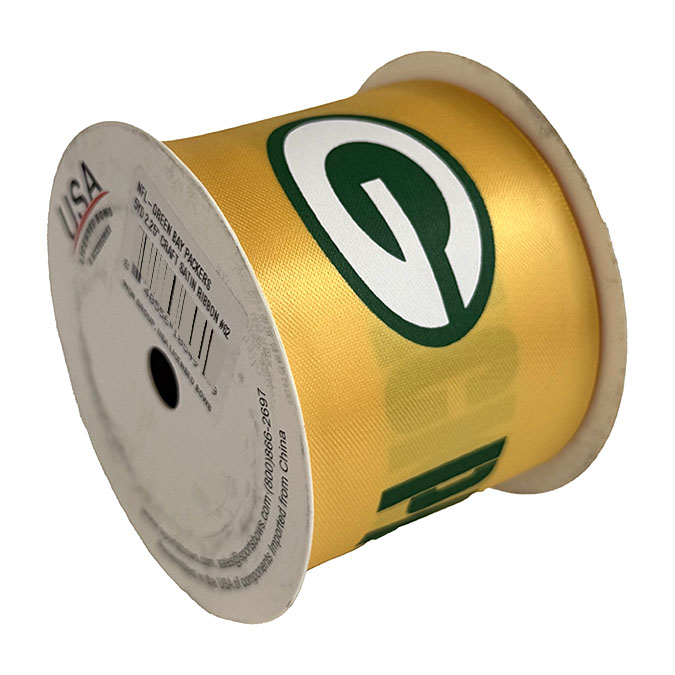 Packers Printed Ribbon 2 1/4"-Inch Width, 15 Foot Spool - USA Licensed Bows