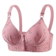 thumbnail image 2 of Feancey Push Up Front Closure Bras for Women Floral Embroidered Wireless Bra Plus Size Casual Everyday Brassiere Large Bust Minimizer Bras Pink 38, 2 of 9