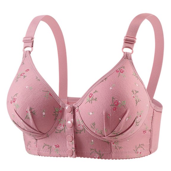 Gytharion Women's Front Closure Plus Size Bras Adjustable Breathable Printed Bras Push-up Underwear Everyday Bras Wireless,36B/C-46B/C