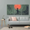 thumbnail image 2 of wall26 - 3 Piece Canvas Wall Art - Illustration - Samurai Standing on Stairway in Night Forest - Modern Home Art Stretched and Framed Ready to Hang - 24"x36"x3 Panels, 2 of 4