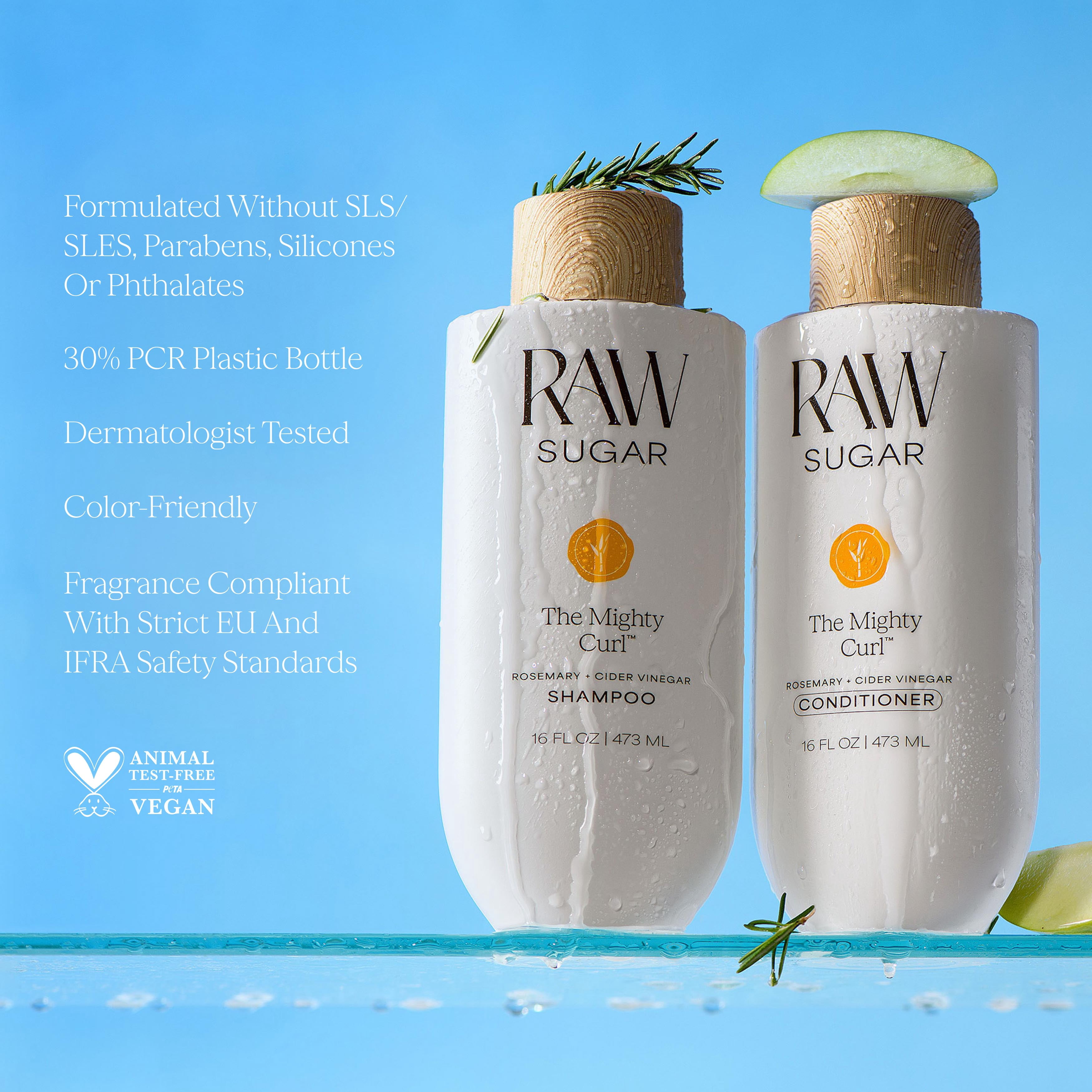 Raw Sugar The Mighty Curl Conditioner, Rosemary + Cider Vinegar, 16 fl oz