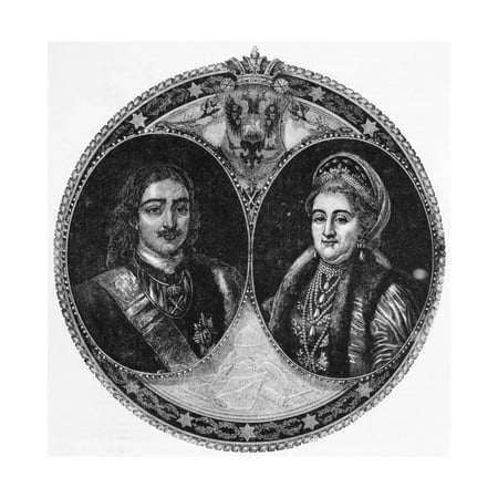- Portrait Illustration of Peter the Great and Catherine I the Great Print Wall Art