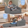 thumbnail image 4 of babyeap Kids Sofa,2-in-1 Soft Toddler Couch Fold Out,Toddler Chair Baby Convertible Couch for Girls and Boys,Deep Gray, 4 of 8