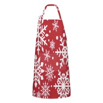 Red Christmas Snowflake Apron-Garden Aprons for Women with Pockets-Cotton Linen Waterproof Kitchen Cooking Gardening Aprons Adjustable for Kitchen,Cooking,BBQ and Salon 32"x27"