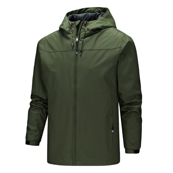 Kcodviy Men's Autumn and Winter Lightweight Jacket Mens Stand Collar Hooded Waterproof Coaching Jackets for Men Outdoor Thin Jacket Top Big Mens Light Jacket Blouse Coat