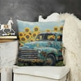 thumbnail image 2 of JRXY Vintage Truck Throw Pillow Covers Abstract Sunflower Spring Farmhouse Natural Country Style Blue Soft Short Plush Washable Living Room Couch Home Sofa Bed Zipper Decor Pillow case 24x24in, 2 of 5