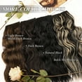 thumbnail image 3 of MORICA Invisible Wire Hair Extensions 20 Inch Balck Mix Blonde Long Wavy Synthetic Hairpiece with Transparent Wire Adjustable Size, 4 Secure Clips for Women, 3 of 7