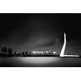 thumbnail image 2 of Denis 32x23 Black Ornate Wood Framed with Double Matting Museum Art Print Titled - Erasmus Bridge Rotterdam, 2 of 4