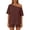 Brown, variant on Women's 2 Piece Outfits Off Shoulder Oversized Top and Shorts Set Solid Color Summer Loungewear for Beach Vacation