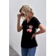 thumbnail image 3 of ABPHQTO Camiseta con bolsillo de jersey con estampado floral informal para mujer de color negro para mujer, 3 of 5