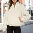 thumbnail image 2 of Durtebeua Crewneck Long Sleeve Casual Loose Pullover Quarter Zip Pullover Women, 2 of 4
