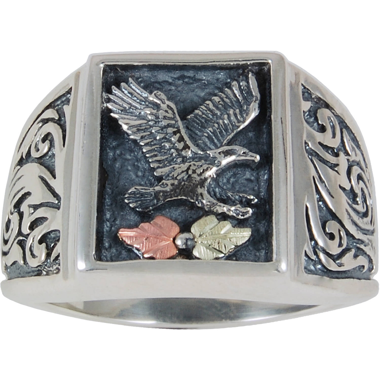 EAGLE 18K GOLD OVER STERLING SILVER RING ROUND  ALL SIZES 8 9 10 11 12 13