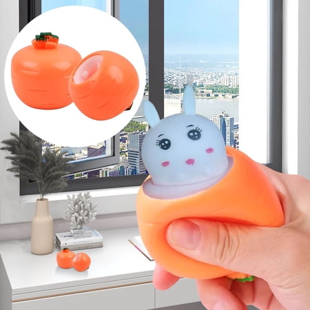 Carrot Pocket Stress Relief Toy Squeeze Fidget Sensory Doll Anxiety Relief Gift for Kids Cute Rabbit Shaped Venting Toy