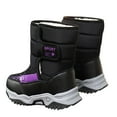 thumbnail image 5 of Miluxas Boys Girls Snow Boots Waterproof Hook and Loop Mid Calf Faux Lining Winter Shoes for Little/Big Kids Black 1 M(34), 5 of 9