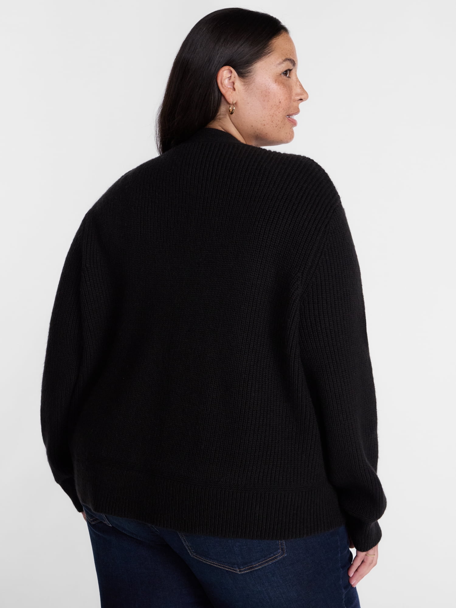 Terra & Sky Women’s Plus Ribbed Knit Open Front Cardigan with Long Sleeves, Midweight, Sizes 0X-5X
