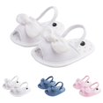 thumbnail image 4 of Infant Baby Girls Summer Bow Knot Sandals with Flower Soft Sole Newborn Toddler First Walker Crib Dress Non Slip Flats Beach Shoes (3-6 Months, White), 4 of 8